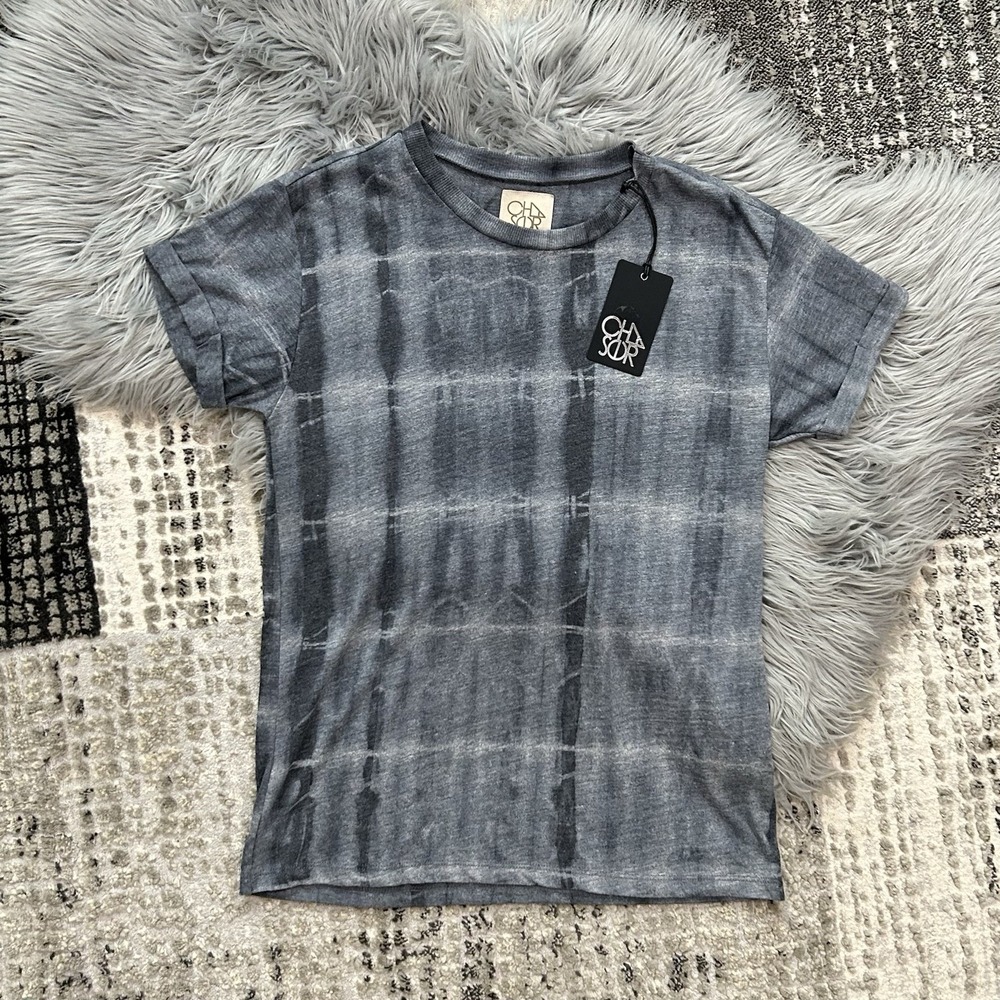 Chaser Women's Charcoal Tie Dye/Dipped Cuffed Sleeve‎ Basic T Size XSmall